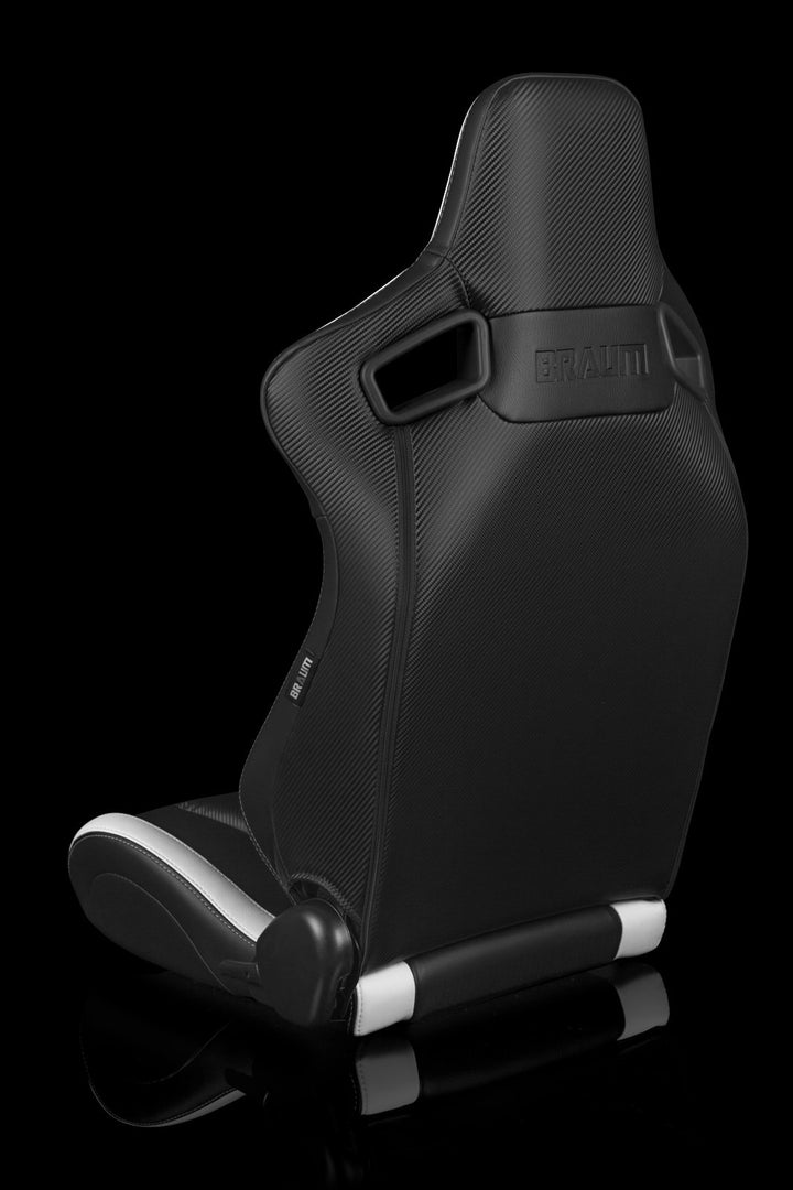 Braum Elite Series Sport Seats - Black / White Leatherette (PAIR) - Lowered Lifestyle