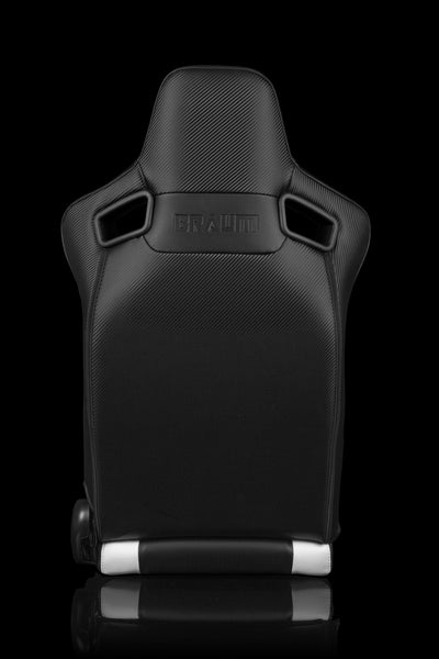 Braum Elite Series Sport Seats - Black / White Leatherette (PAIR) - Lowered Lifestyle