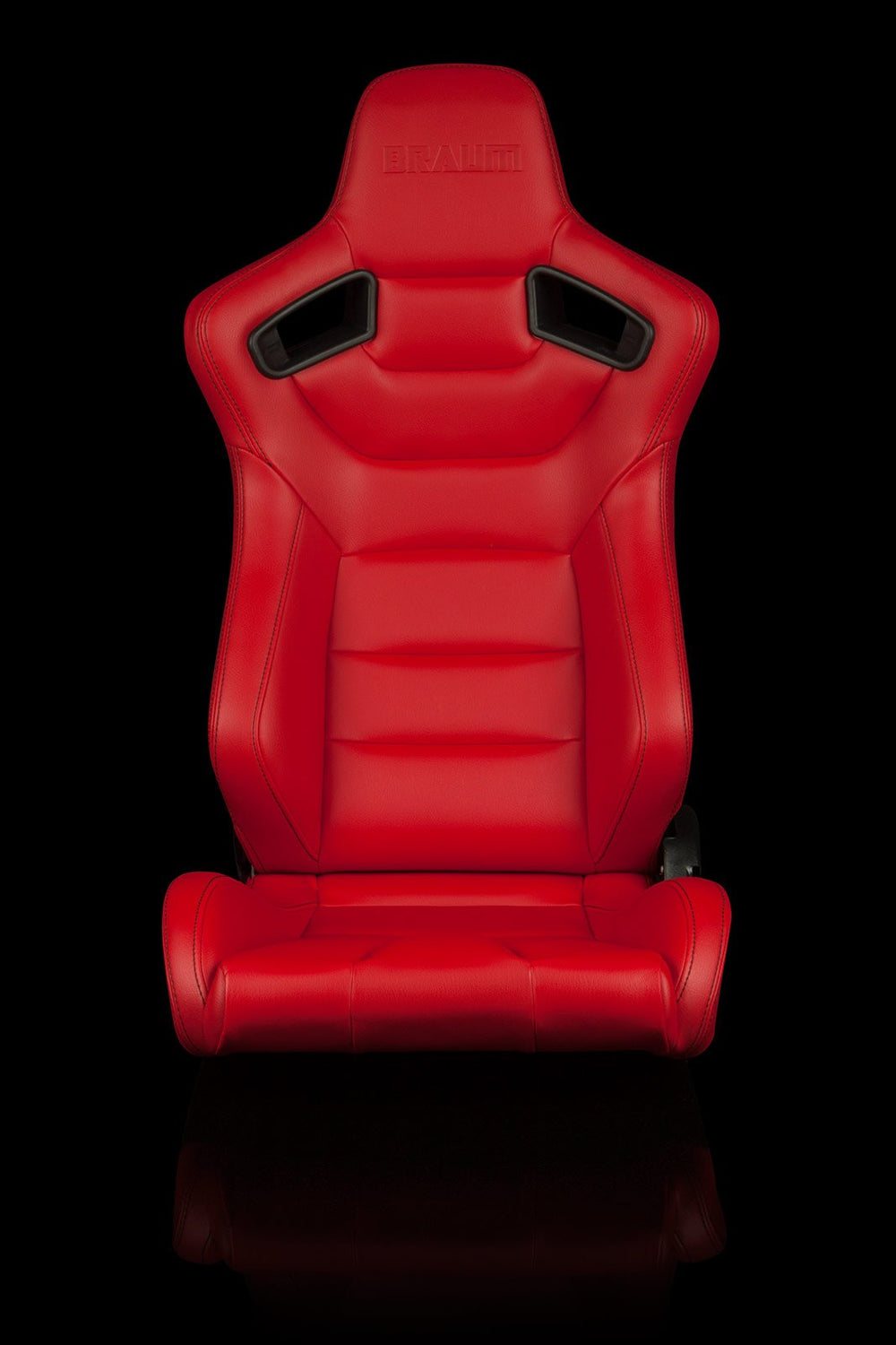 Braum Elite Series Sport Seats - Red Leatherette / Black Stitching (PAIR) - Lowered Lifestyle