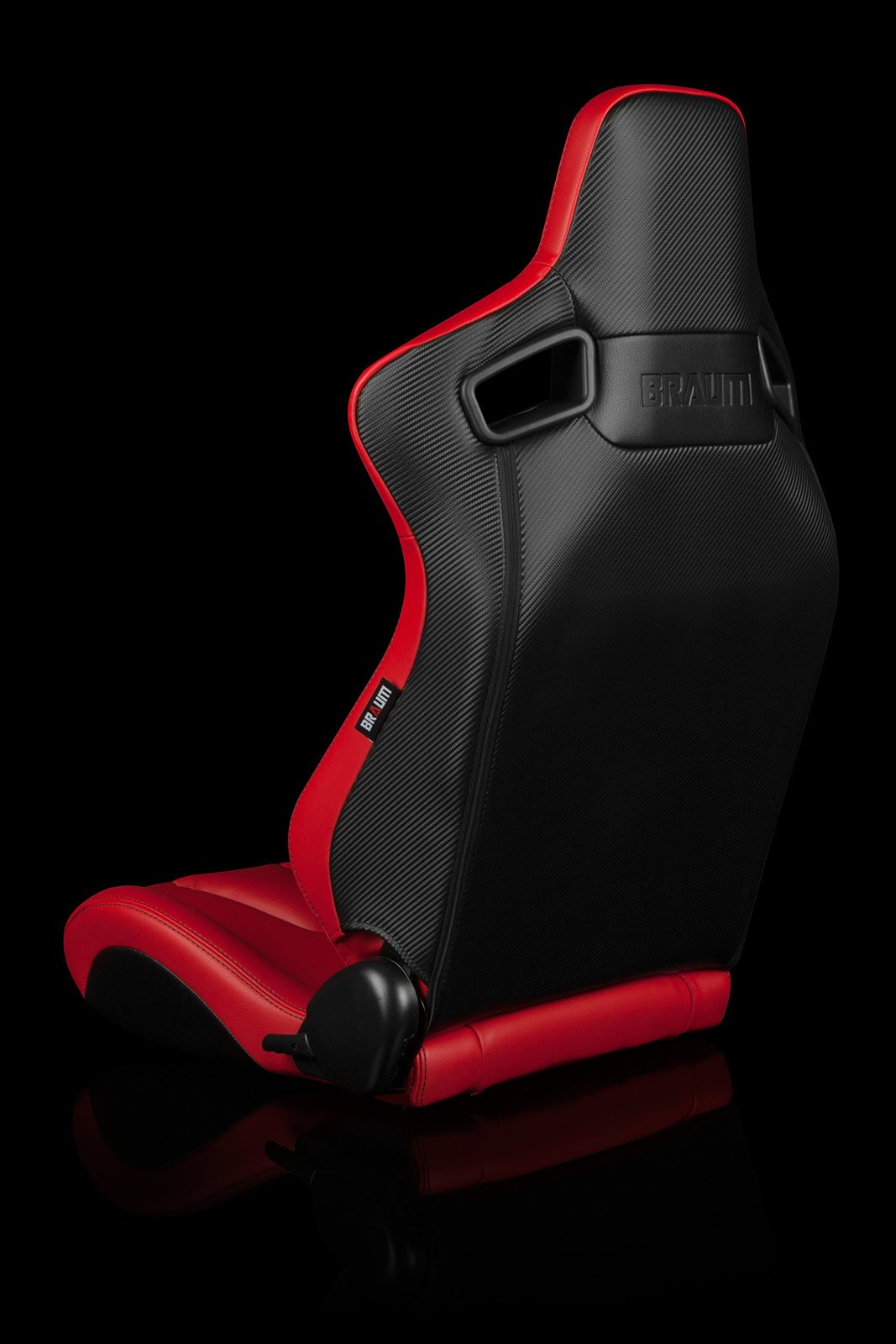 Braum Elite Series Sport Seats - Red Leatherette / Black Stitching (PAIR) - Lowered Lifestyle
