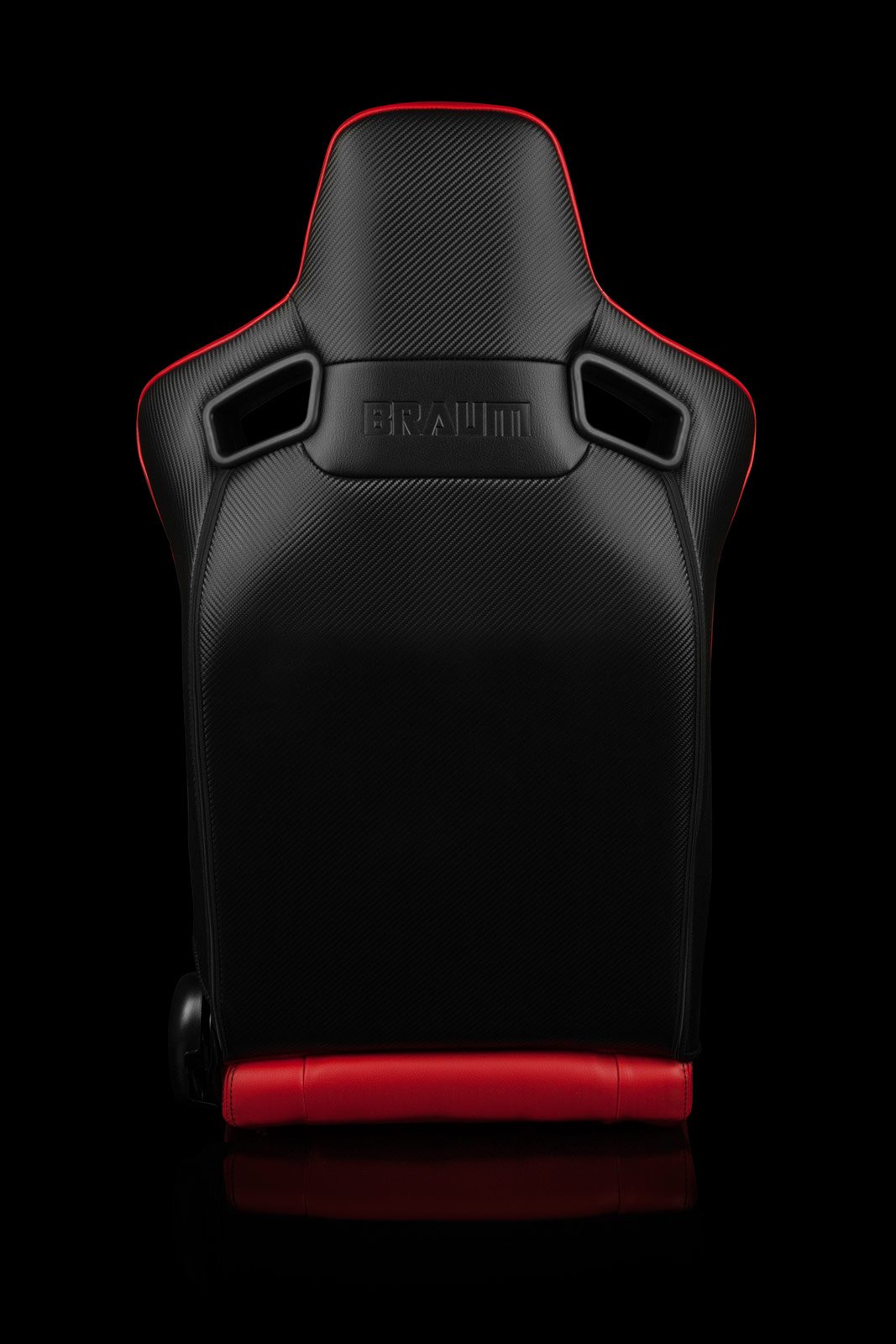 Braum Elite Series Sport Seats - Red Leatherette / Black Stitching (PAIR) - Lowered Lifestyle
