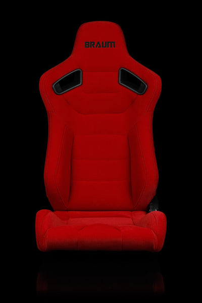 Braum Elite Series Sport Seats - Red Cloth / Black Stitching (PAIR) - Lowered Lifestyle