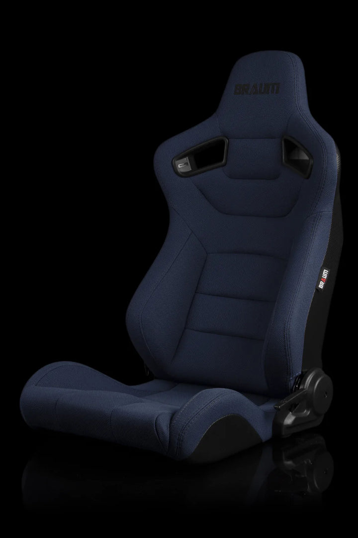 Braum Elite Series Sport Seats - Blue Cloth / Black Stitching (PAIR)