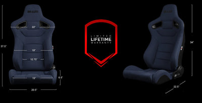 Braum Elite Series Sport Seats - Blue Cloth / Black Stitching (PAIR)