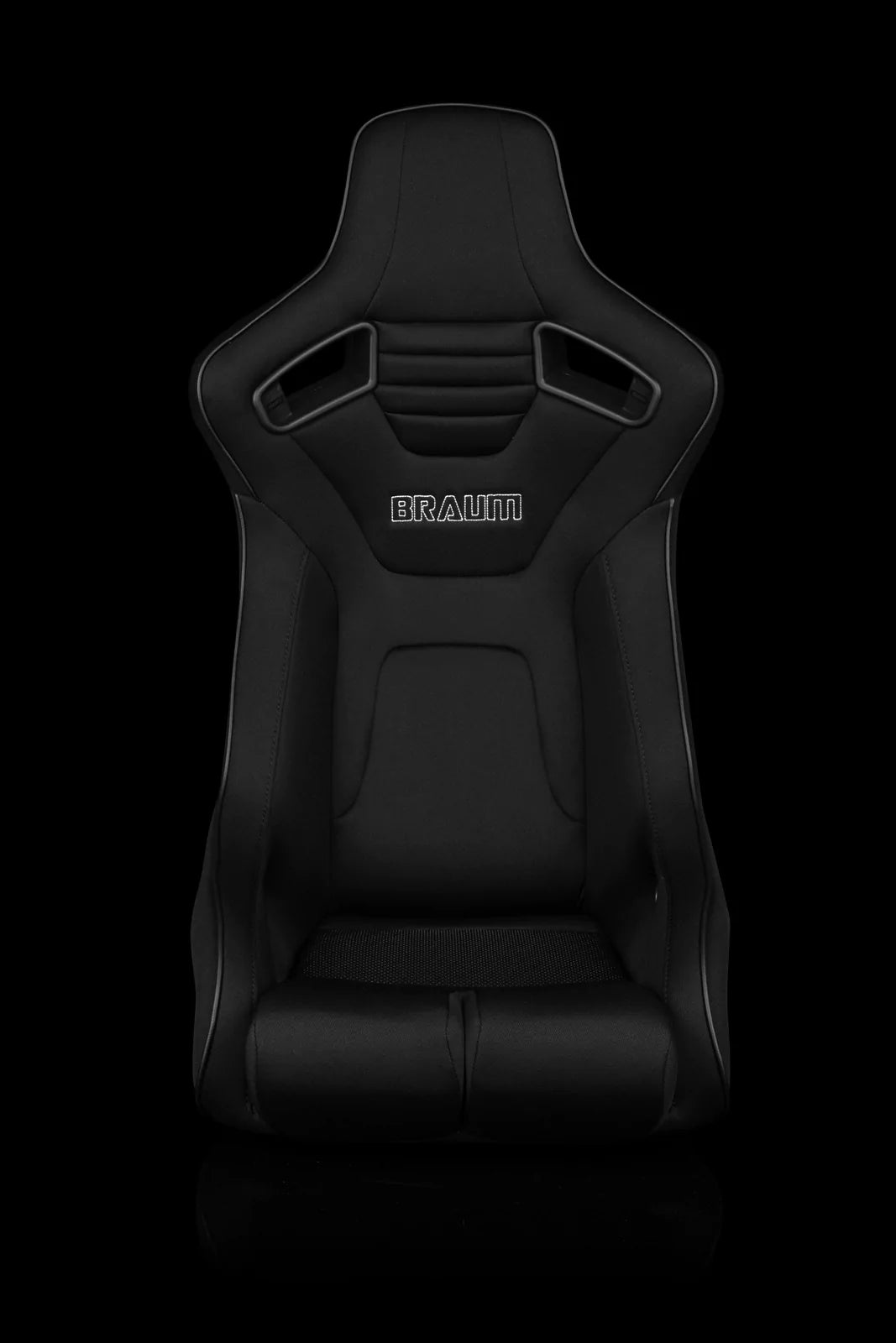 Braum Racing Seats Elite-R Series Fixed Back Bucket - Black Polo Cloth (Black Stitching / Black Piping)