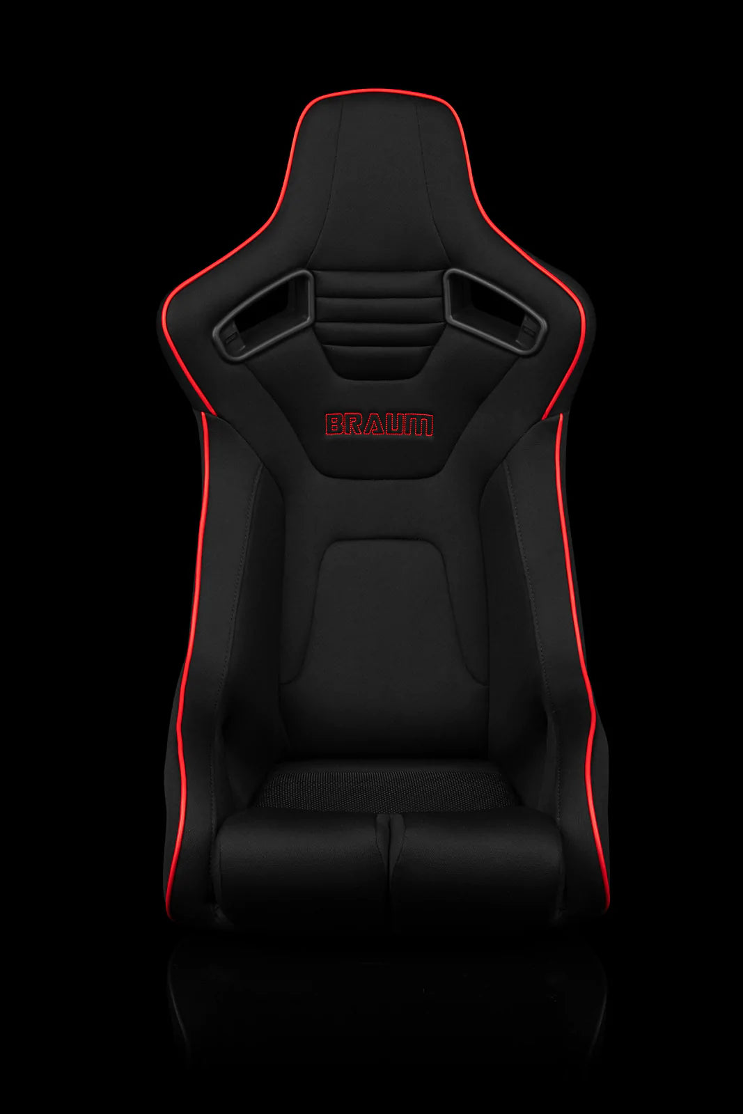 Braum Racing Seats Elite-R Series Fixed Back Bucket - Black Polo Cloth (Red Stitching / Red Piping)
