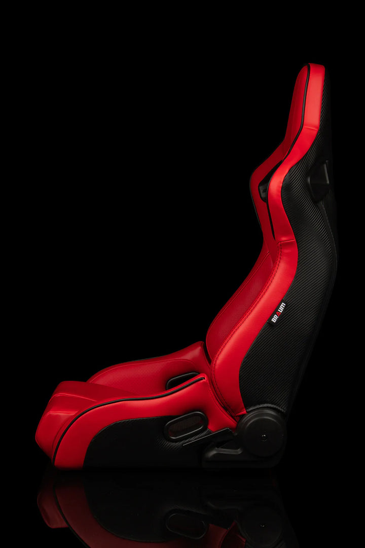 Braum Racing Seats Elite-R Series - Red Leatherette (Black Stitching / Black Piping)