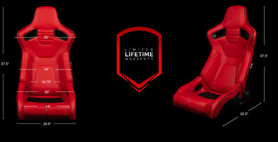 Braum Racing Seats Elite-R Series - Red Leatherette (Black Stitching / Black Piping)