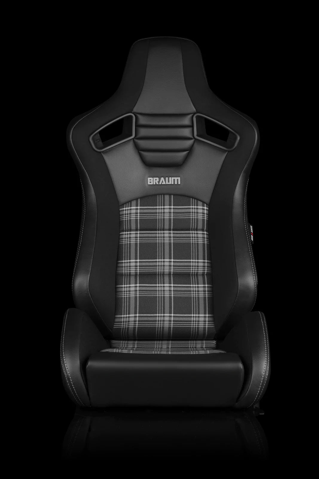 Braum Racing Seats Elite-S Series - Black & Grey Plaid (Grey Stitching)
