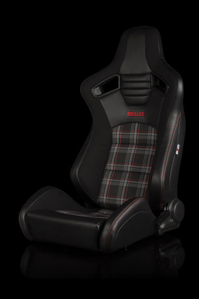 Braum Racing Seats Elite-S Series - Black & Red Plaid (Red Stitching)