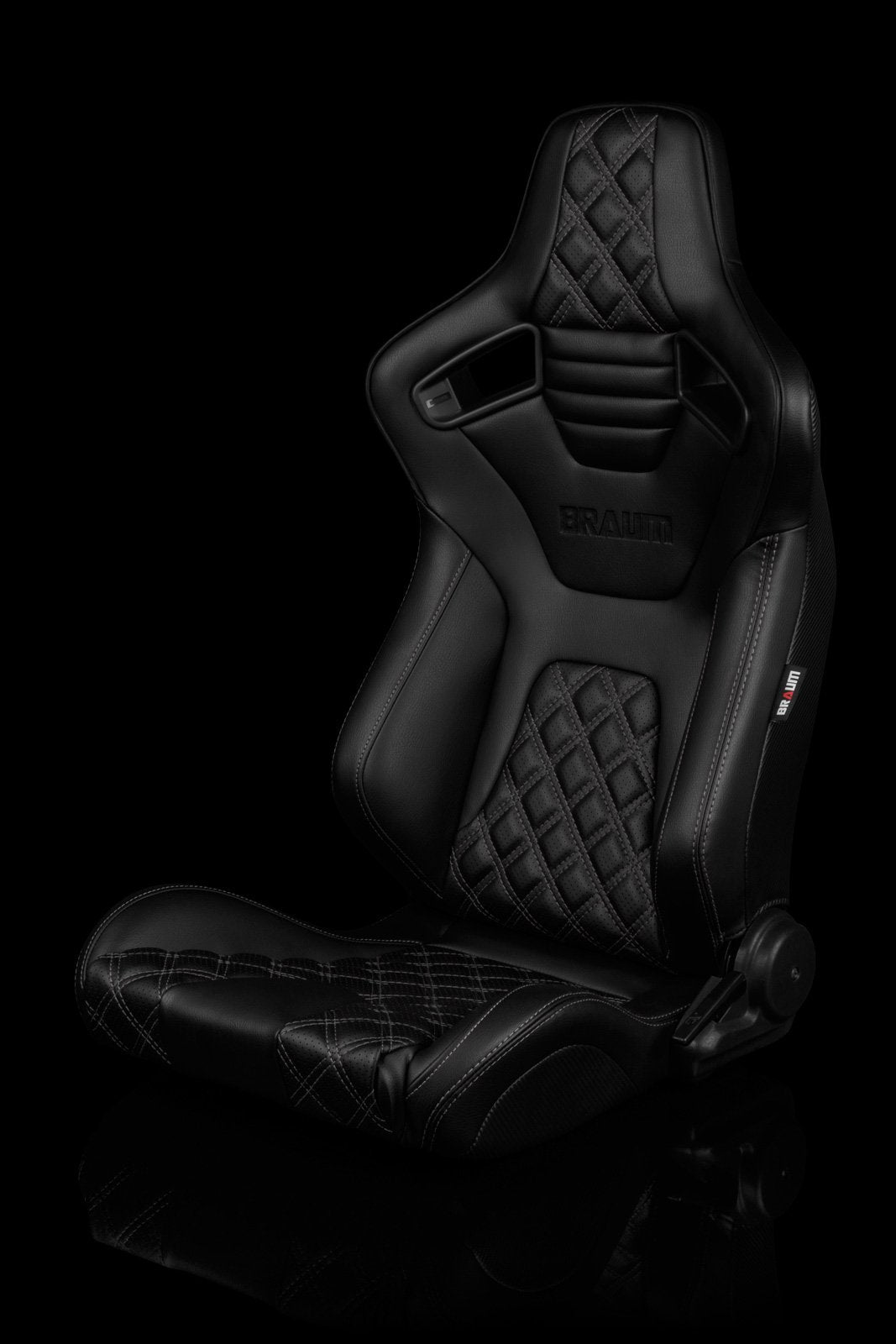 Braum Elite-X Series Sport Seats - Black Diamond / Grey Stitching / Black Piping (PAIR) - Lowered Lifestyle