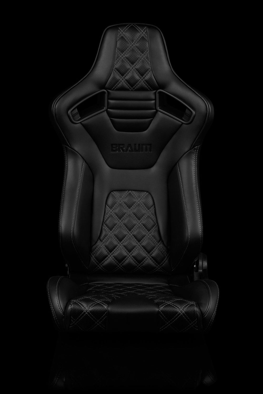 Braum Elite-X Series Sport Seats - Black Diamond / Grey Stitching / Black Piping (PAIR) - Lowered Lifestyle