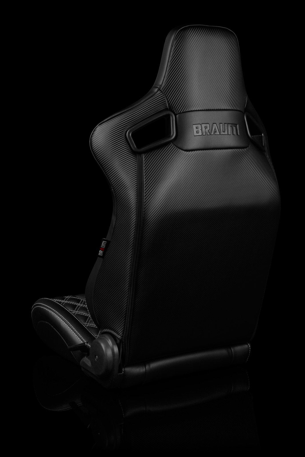 Braum Elite-X Series Sport Seats - Black Diamond / White Stitching / White Piping (PAIR) - Lowered Lifestyle