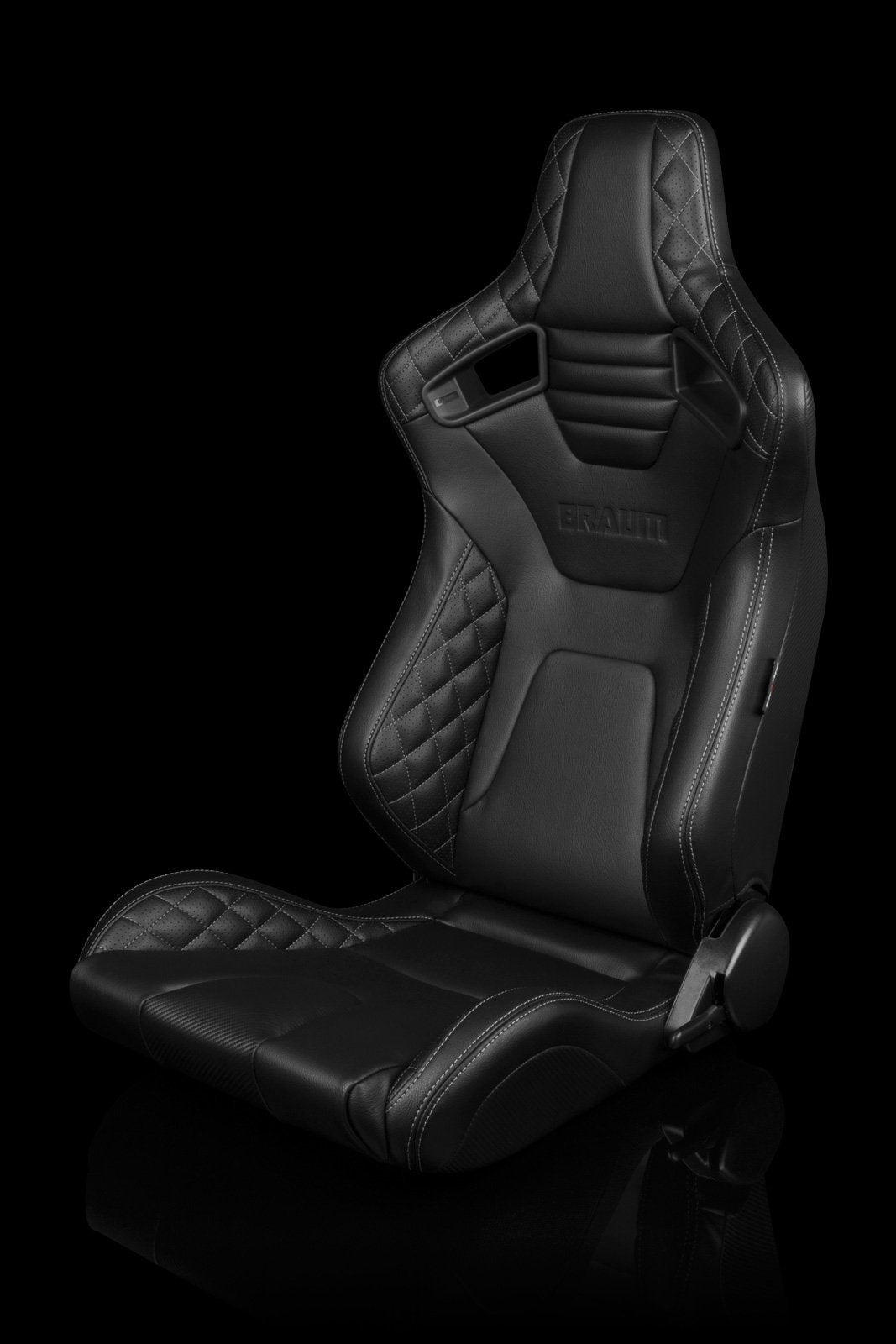 Braum Elite-X Series Sport Seats - Black Diamond / Grey Stitching (PAIR) - Lowered Lifestyle