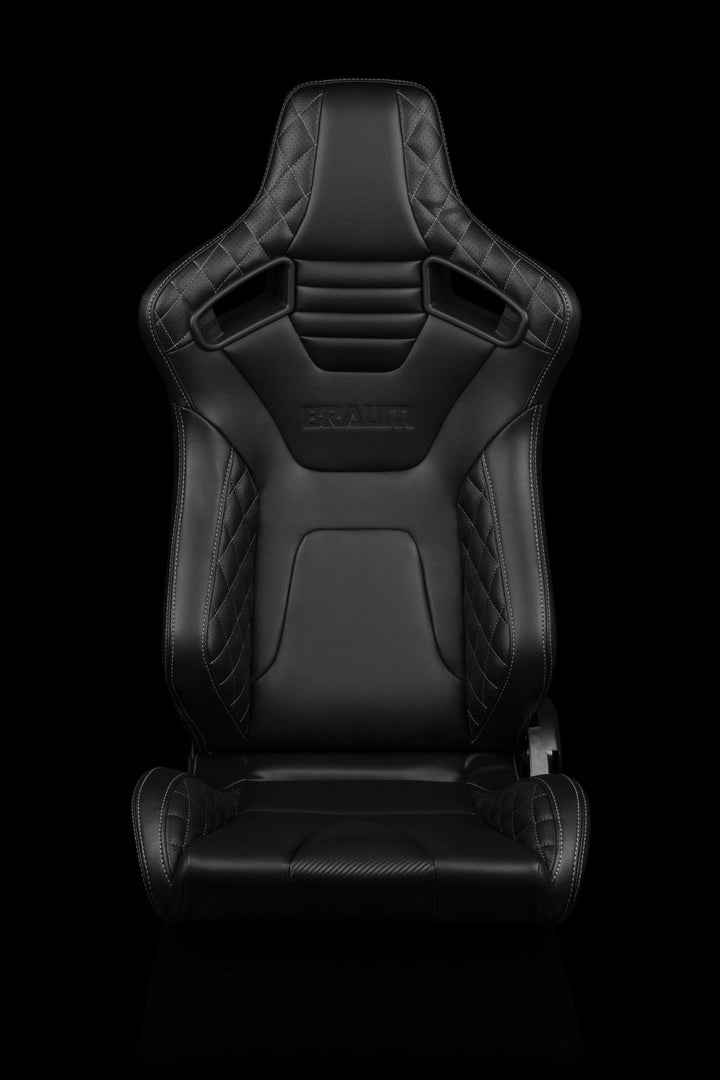 Braum Elite-X Series Sport Seats - Black Diamond / Grey Stitching (PAIR) - Lowered Lifestyle