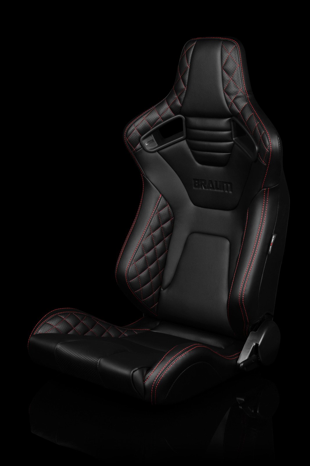 Braum Elite-X Series Sport Seats - Black Diamond / Red Stitching (PAIR) - Lowered Lifestyle