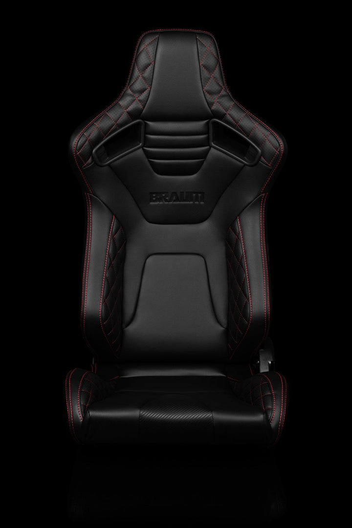 Braum Elite-X Series Sport Seats - Black Diamond / Red Stitching (PAIR) - Lowered Lifestyle