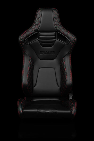 Braum Elite-X Series Sport Seats - Black Diamond / Red Stitching (PAIR) - Lowered Lifestyle