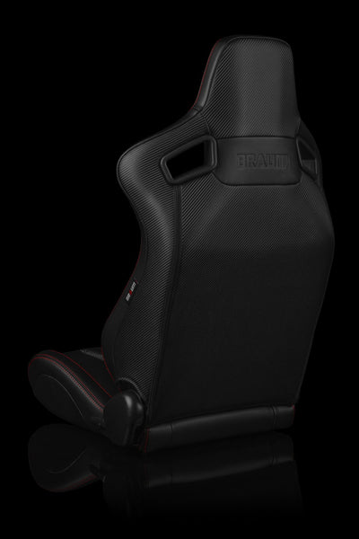 Braum Elite-X Series Sport Seats - Black Diamond/ Red Stitching (PAIR) - Lowered Lifestyle