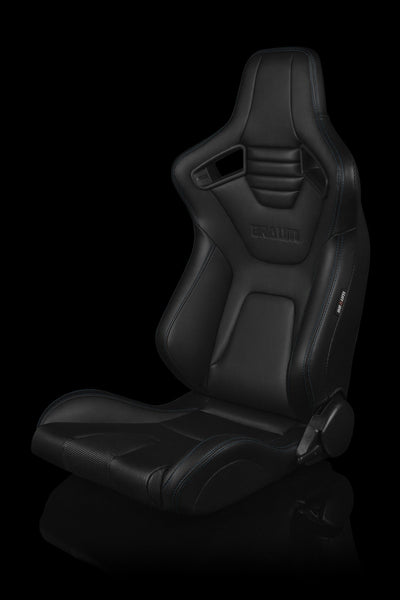 Braum Elite-X Series Sport Seats - Black Leatherette / Blue Stitching (PAIR) - Lowered Lifestyle