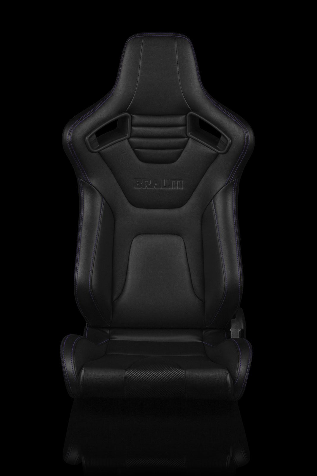 Braum Elite-X Series Sport Seats - Black Leatherette / Purple Stitching (PAIR) - Lowered Lifestyle