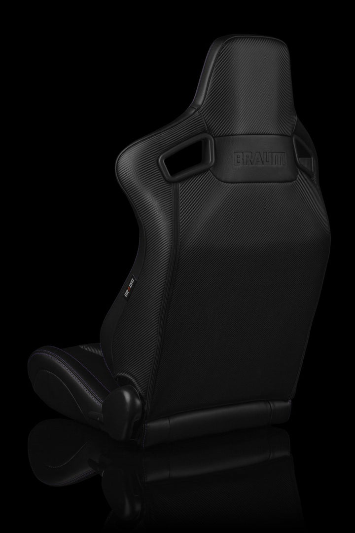 Braum Elite-X Series Sport Seats - Black Leatherette / Purple Stitching (PAIR) - Lowered Lifestyle