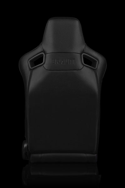 Braum Elite-X Series Sport Seats - Black Leatherette / Purple Stitching (PAIR) - Lowered Lifestyle