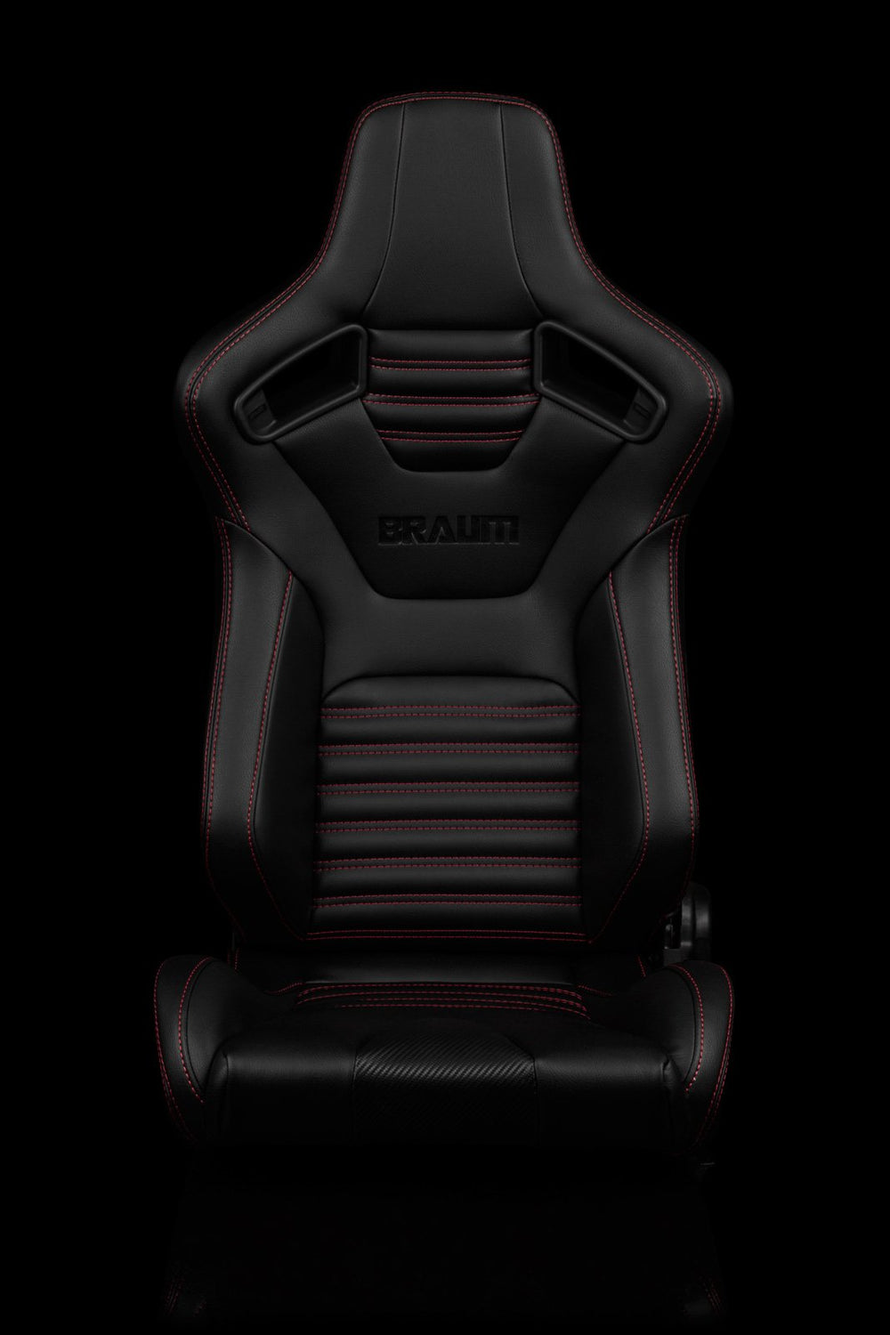 Braum Elite-X Series Sport Seats - Black Leatherette / Red Stitching V2 (PAIR) - Lowered Lifestyle