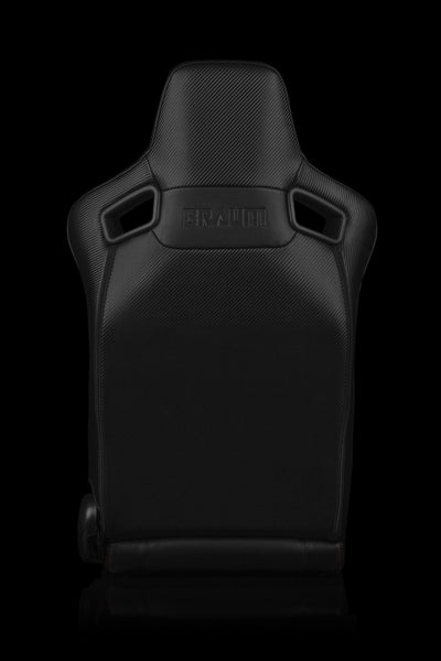 Braum Elite-X Series Sport Seats - Black Leatherette / Red Stitching V2 (PAIR) - Lowered Lifestyle