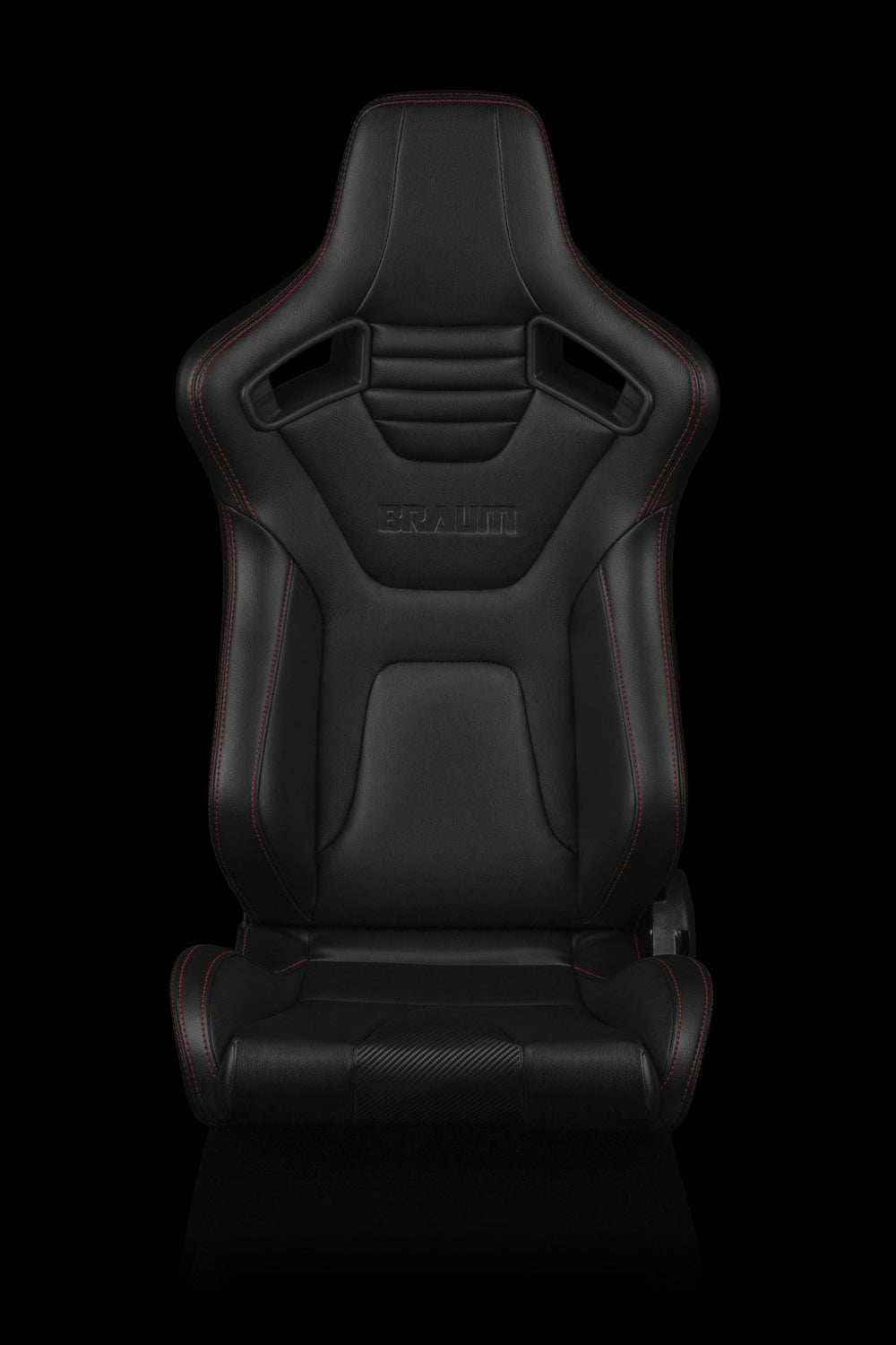 Braum Elite-X Series Sport Seats - Black Leatherette / Red Stitching (PAIR) - Lowered Lifestyle