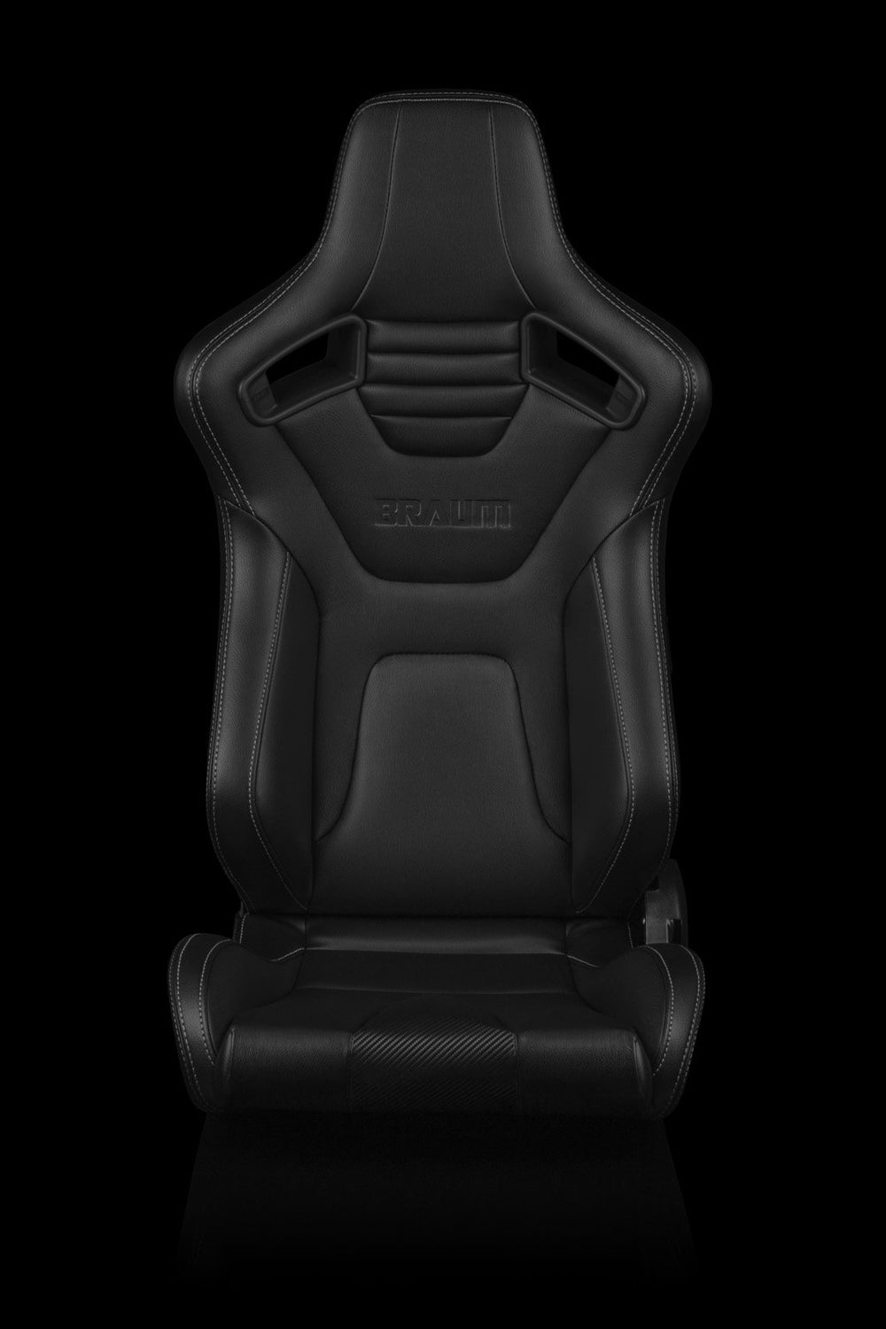 Braum Elite-X Series Sport Seats - Black Leatherette / White Stitching (PAIR) - Lowered Lifestyle