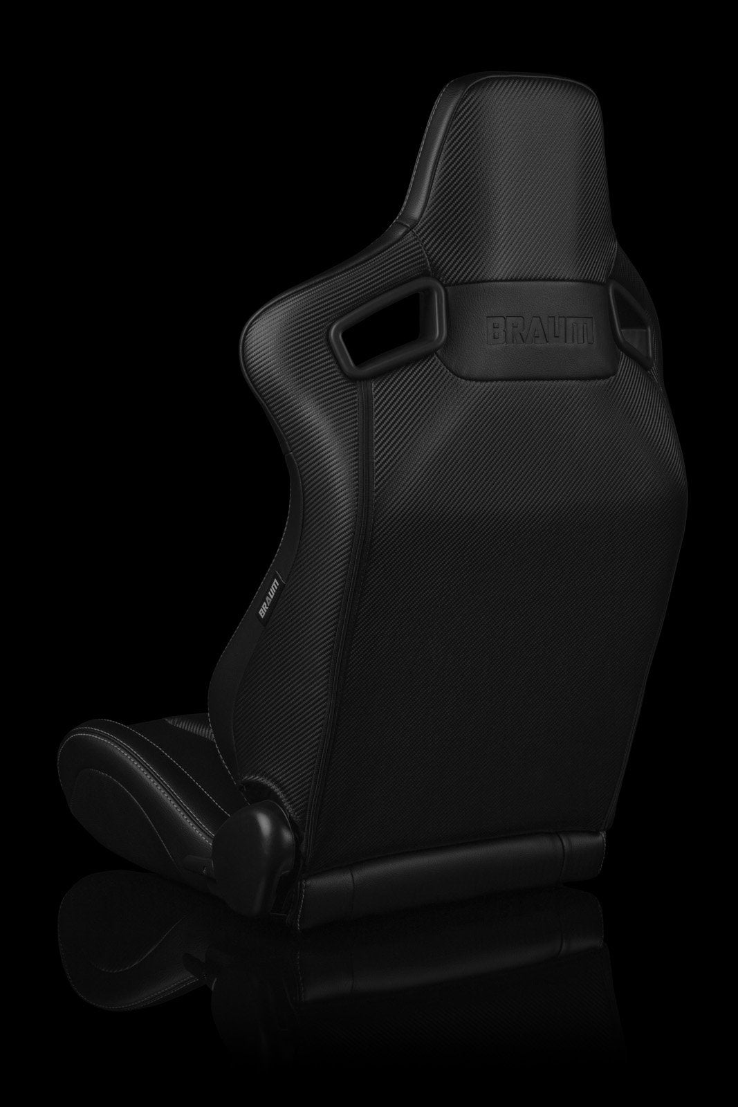 Braum Elite-X Series Sport Seats - Black Leatherette / White Stitching (PAIR) - Lowered Lifestyle