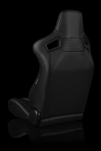 Braum Elite-X Series Sport Seats - Black Leatherette / White Stitching (PAIR) - Lowered Lifestyle