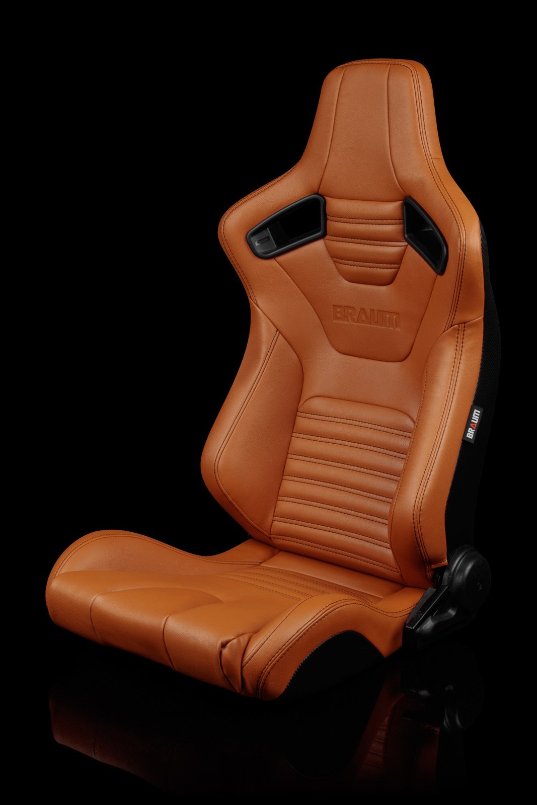 Braum Elite-X Series Sport Seats - British Tan Leatherette / Black Stitching (PAIR) - Lowered Lifestyle