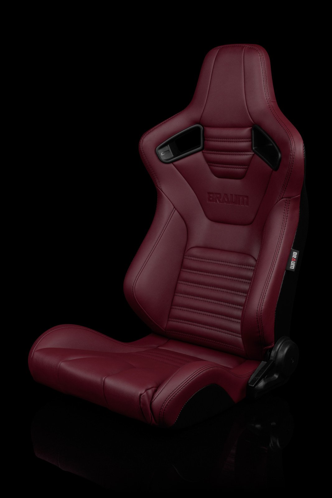 Braum Elite-X Series Sport Seats - Maroon Leatherette / Black Stitching (PAIR) - Lowered Lifestyle