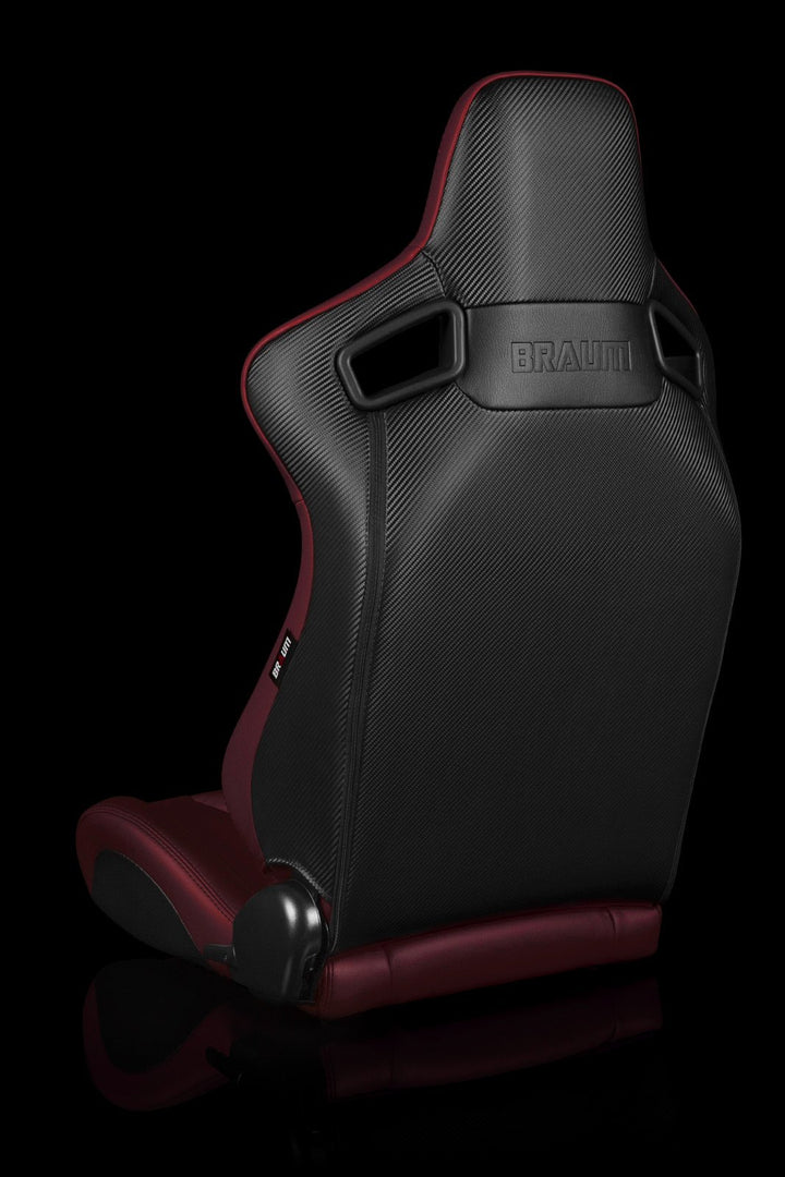 Braum Elite-X Series Sport Seats - Maroon Leatherette / Black Stitching (PAIR) - Lowered Lifestyle