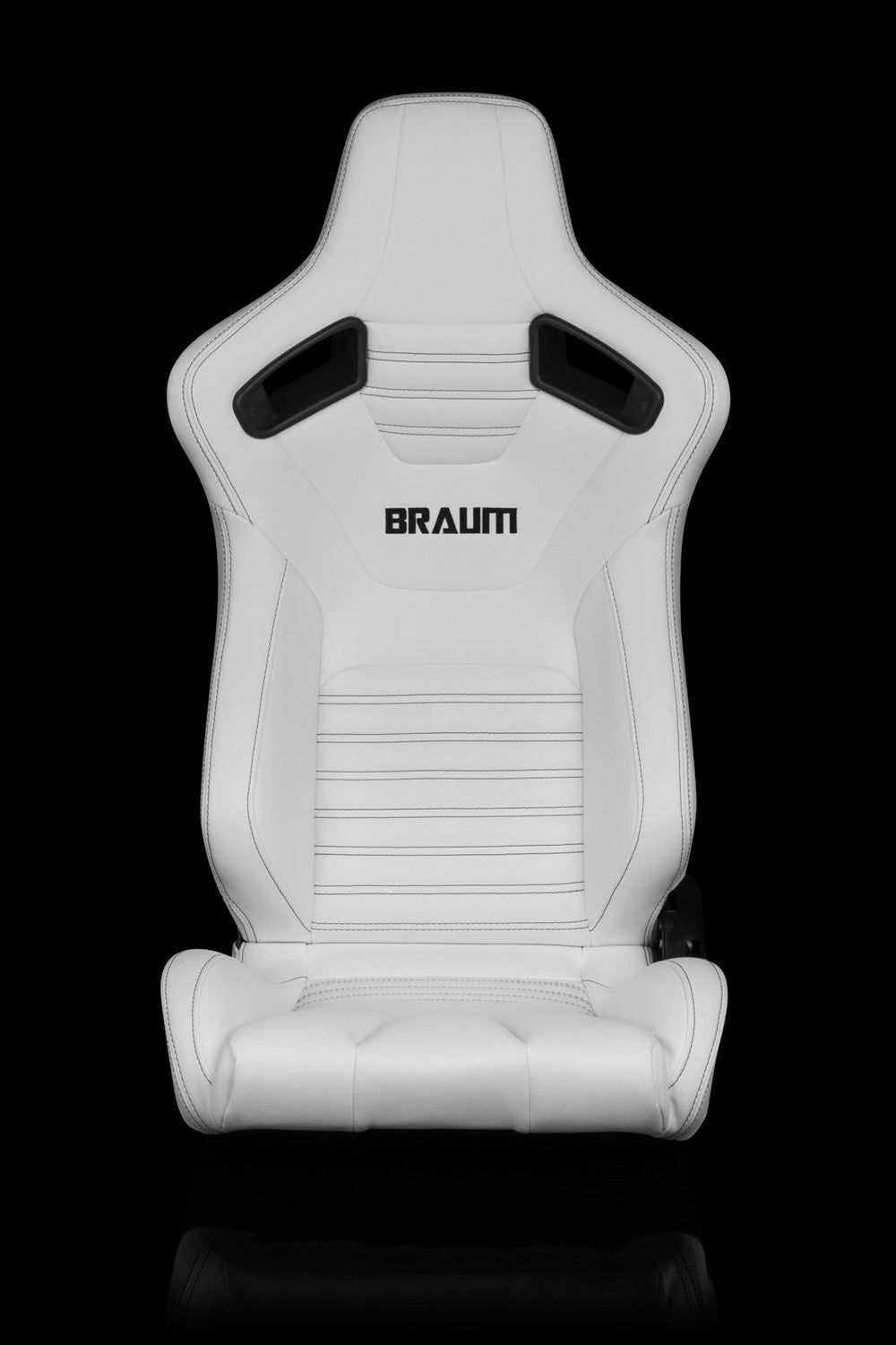 Braum Elite-X Series Sport Seats - White Leatherette / Black Stitching (PAIR) - Lowered Lifestyle