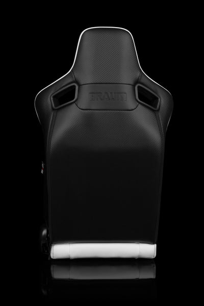 Braum Elite-X Series Sport Seats - White Leatherette / Black Stitching (PAIR) - Lowered Lifestyle