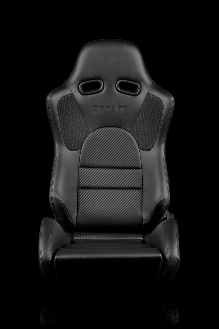 Braum Advan Series Sport Seats - Black Leatherette / Black Stitching (PAIR) - Lowered Lifestyle