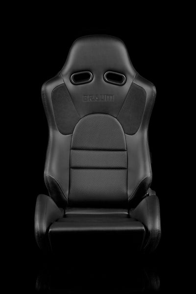 Braum Advan Series Sport Seats - Black Leatherette / Black Stitching (PAIR) - Lowered Lifestyle