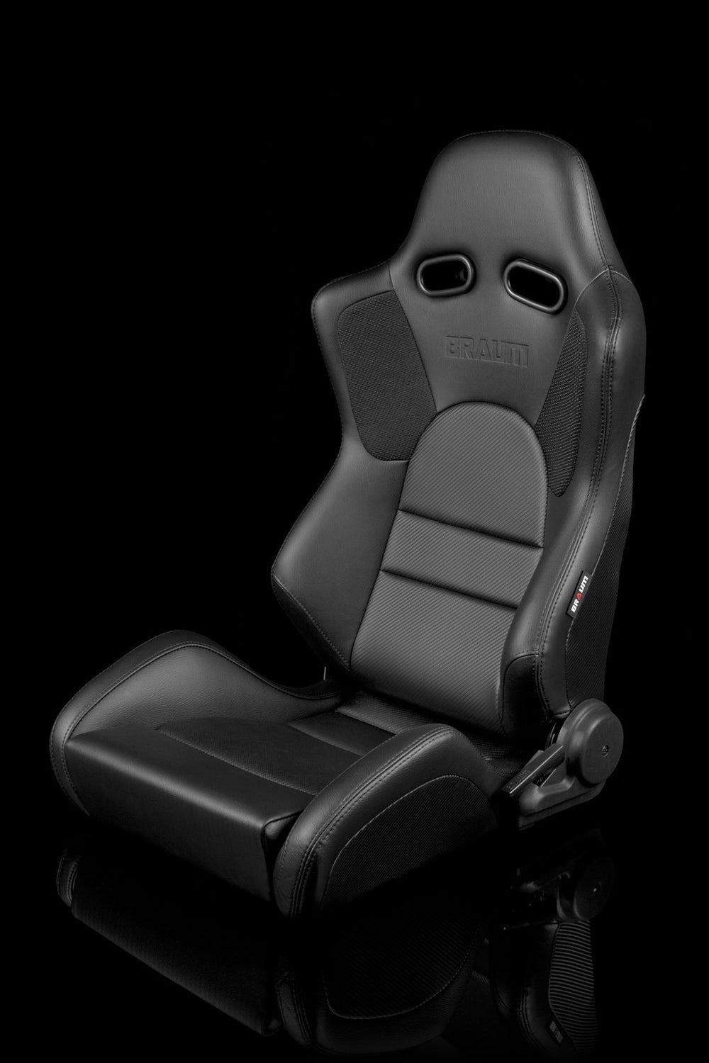 Braum Advan Series Sport Seats - Black Leatherette / Black Stitching (PAIR) - Lowered Lifestyle