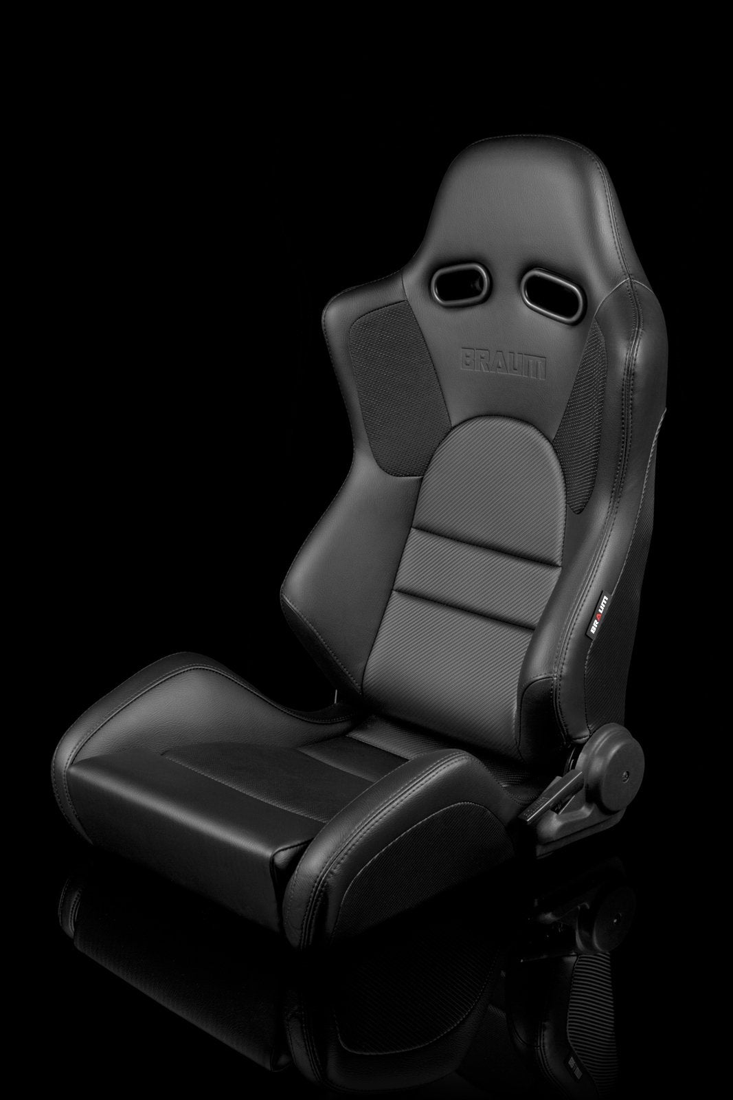Braum Advan Series Sport Seats - Black Leatherette / Black Stitching (PAIR) - Lowered Lifestyle