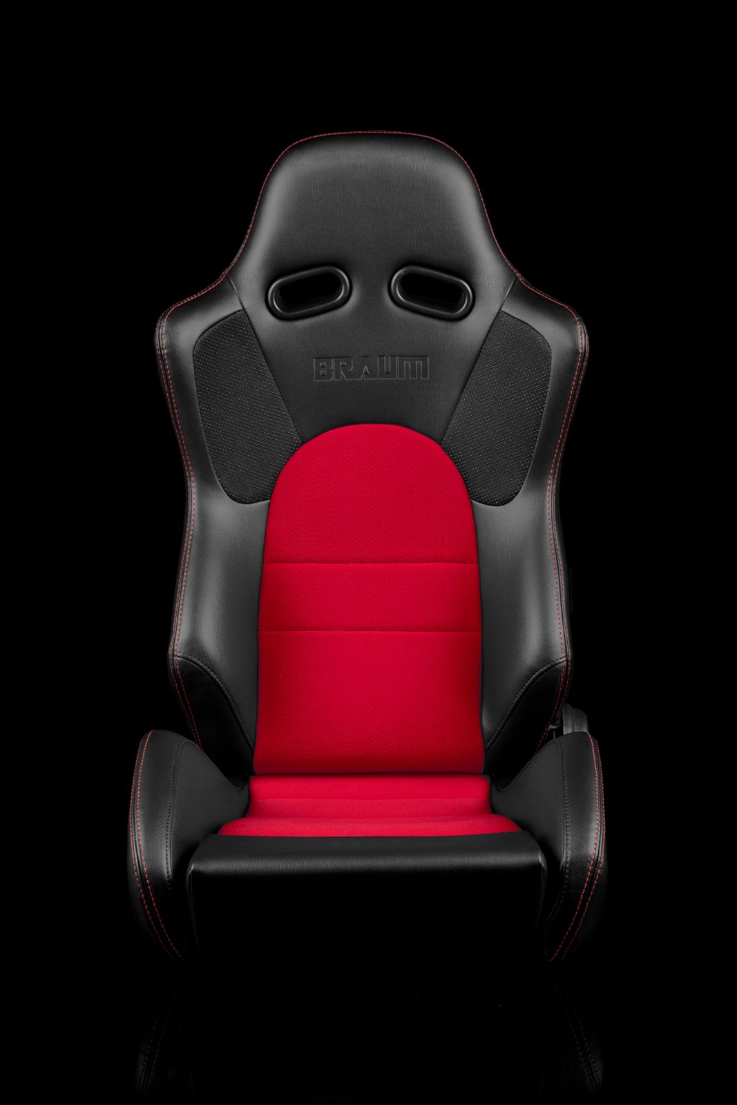 Braum Advan Series Sport Seats - Black Leatherette / Red Insert (PAIR) - Lowered Lifestyle