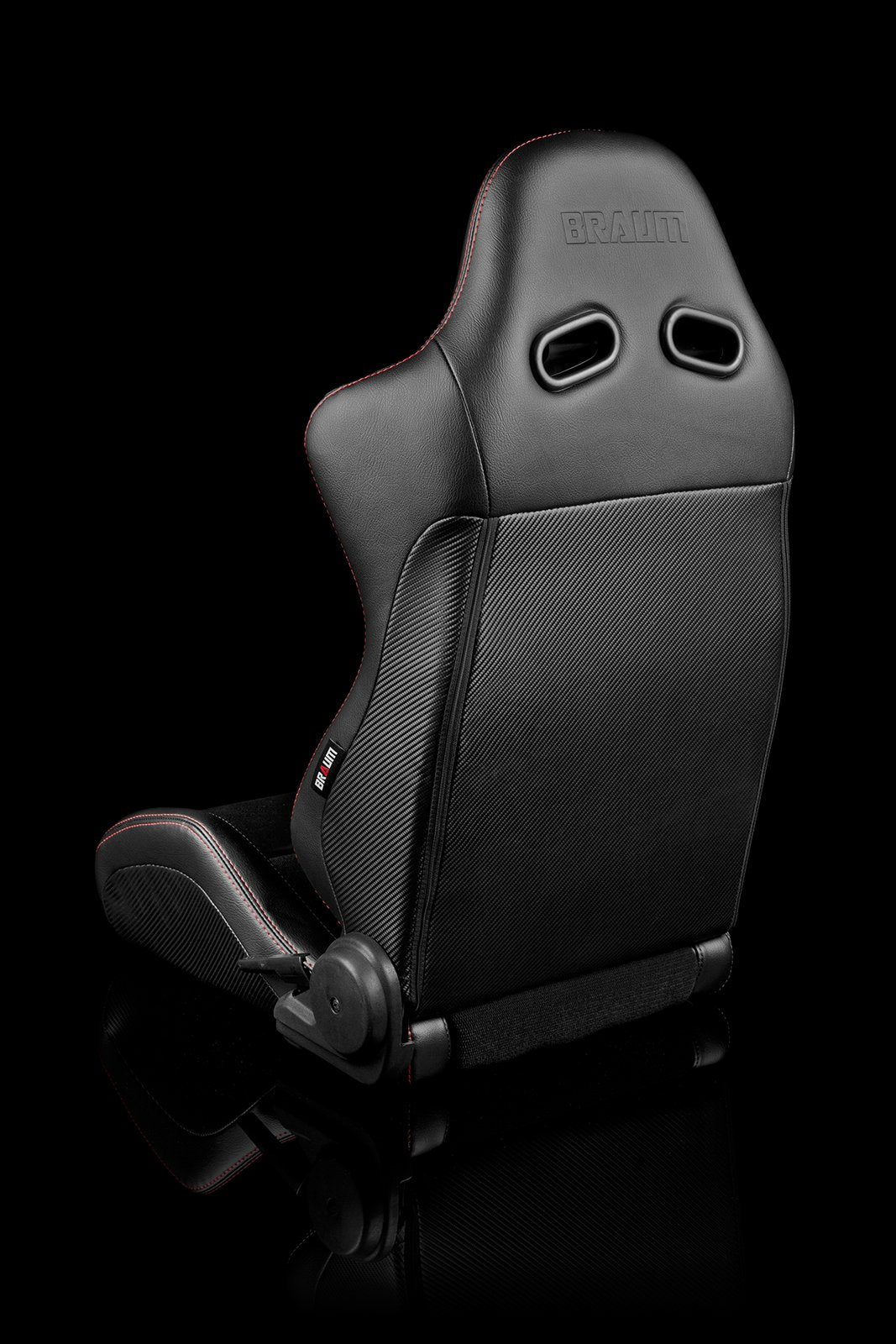 Braum Advan Series Sport Seats - Black Leatherette / Red Stitching (PAIR) - Lowered Lifestyle