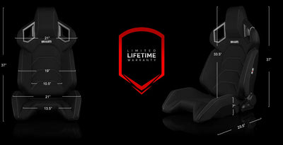 Braum Racing Seats Alpha X Series - Black Polo Fabric (Grey Stitching)