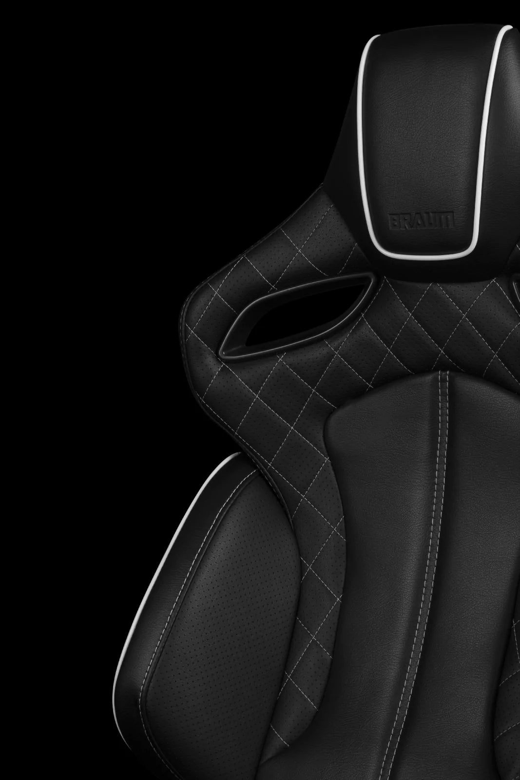 Braum Racing Seats Orue Series - Black Diamond (White Stitching)