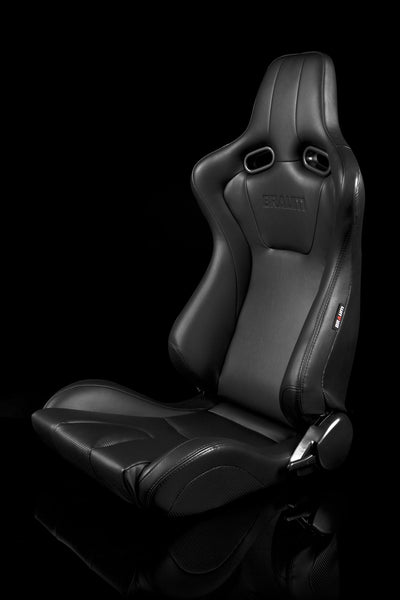 Braum Venom Series Sport Seats - Black Leatherette (PAIR) - Lowered Lifestyle