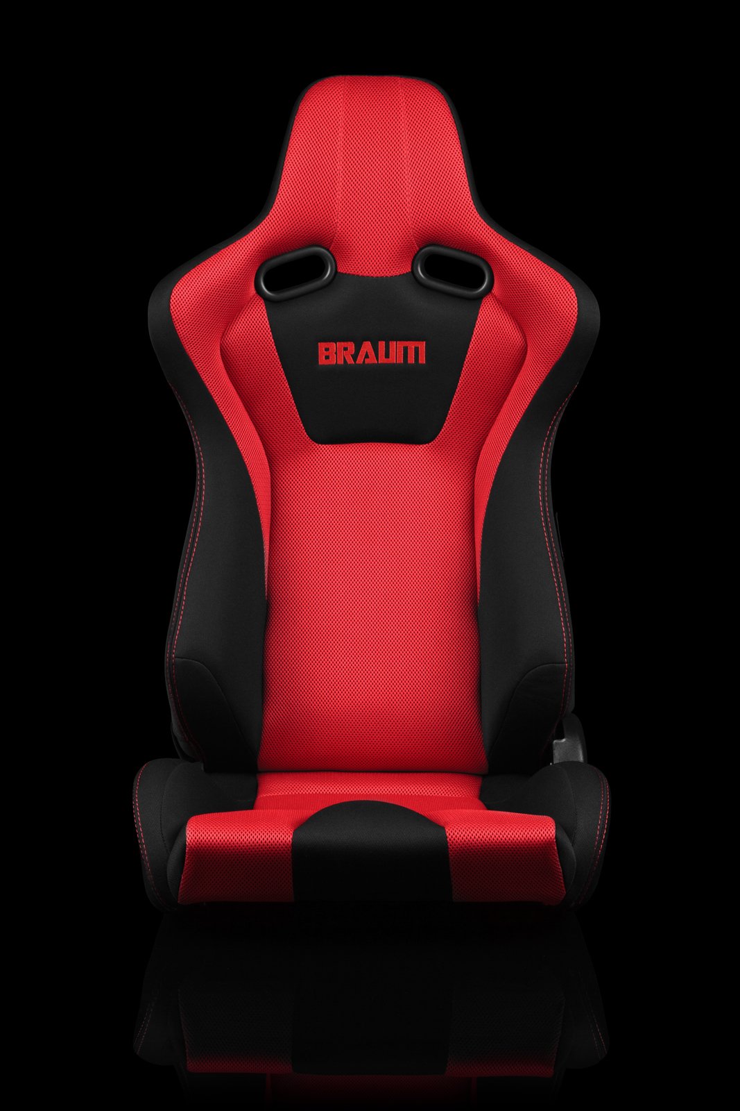 Braum Venom Series Sport Seats - Black and Red Cloth / Red Stitching (PAIR) - Lowered Lifestyle