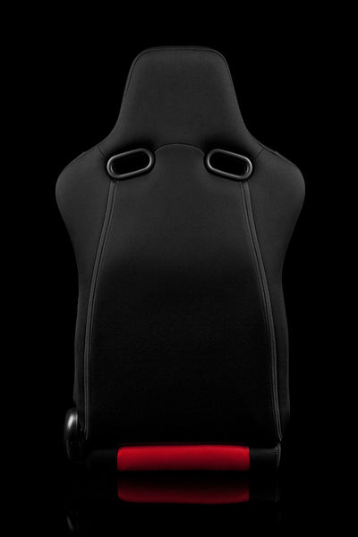 Braum Venom Series Sport Seats - Black and Red Cloth / Red Stitching (PAIR) - Lowered Lifestyle