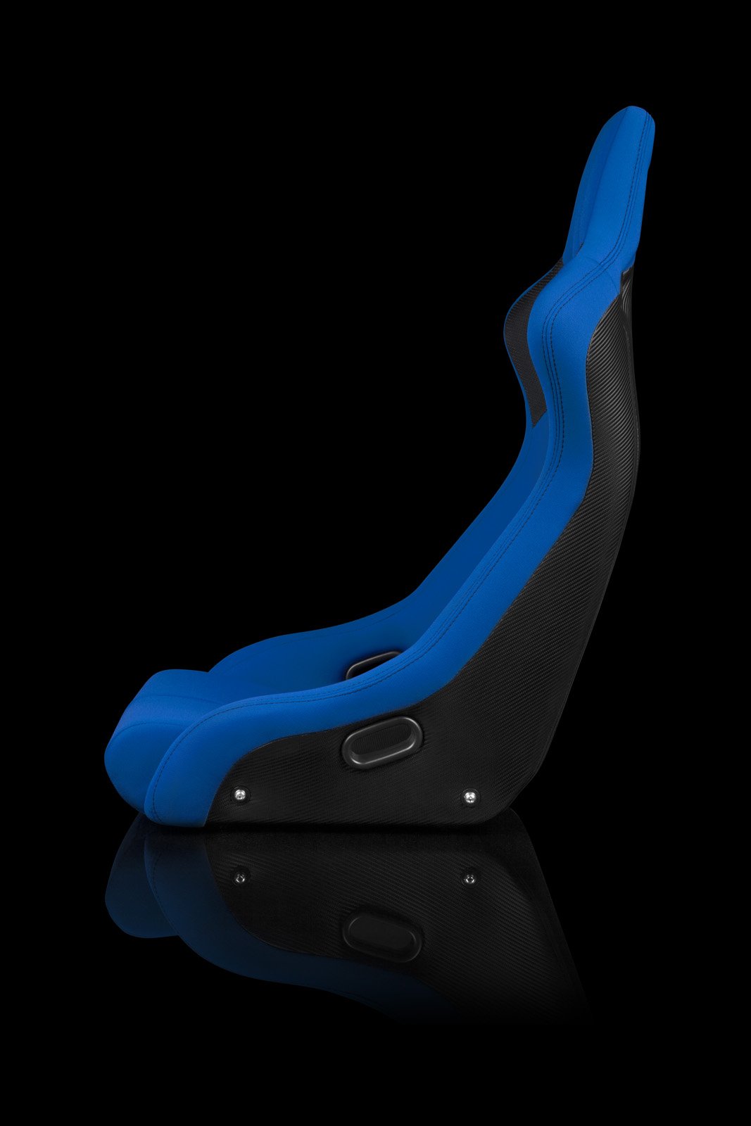 Braum Venom-R Series Fixed Back Bucket Seat - Blue Cloth / Carbon Fiber - Lowered Lifestyle